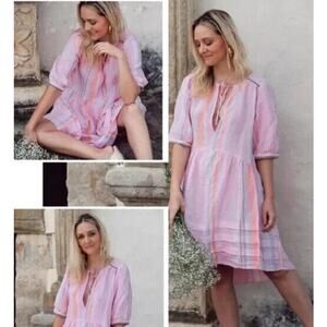 Lemlem by Liya Kebede x H&M Pink Striped 100% Linen Swing Dress    Size: XL